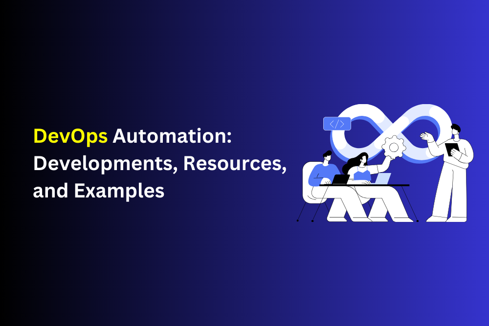 DevOps automation tools and pipelines concept with cloud infrastructure, code deployment, and continuous integration visuals